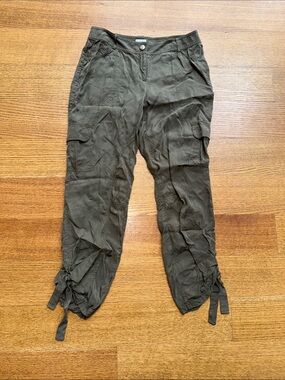 Cache Olive Green Cargo Pants Women’s Size 2 Lightweight Tie Hem Utility